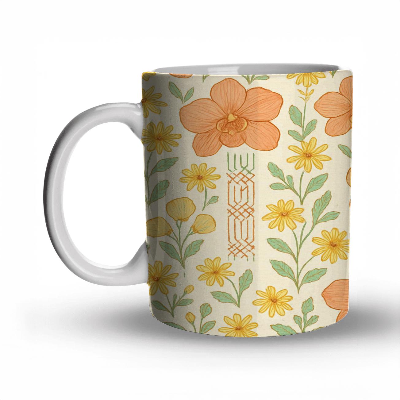 Sunrise Orchid Tapestry ceramic coffee mugs