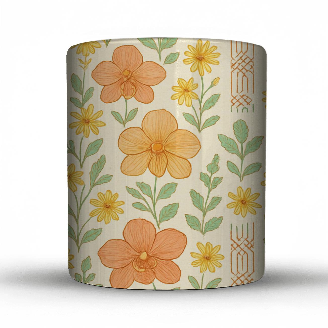 Sunrise Orchid Tapestry ceramic coffee mugs