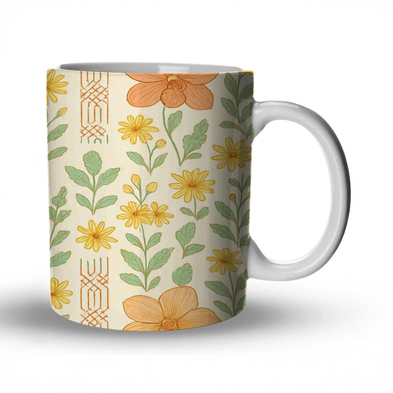 Sunrise Orchid Tapestry ceramic coffee mugs
