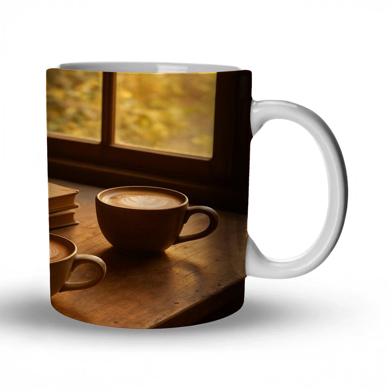 Cozy Café Retreat ceramic coffee mugs