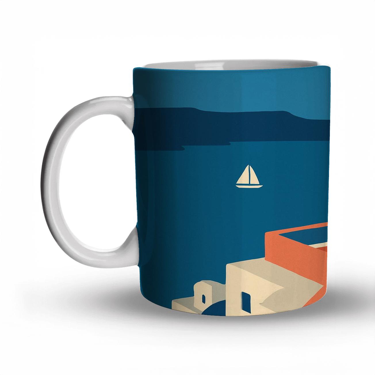 Santorini Caldera Viewpoint custom printed mugs