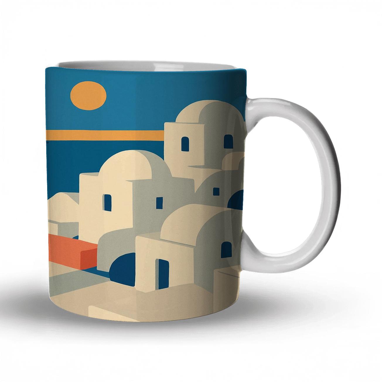 Santorini Caldera Viewpoint custom printed mugs