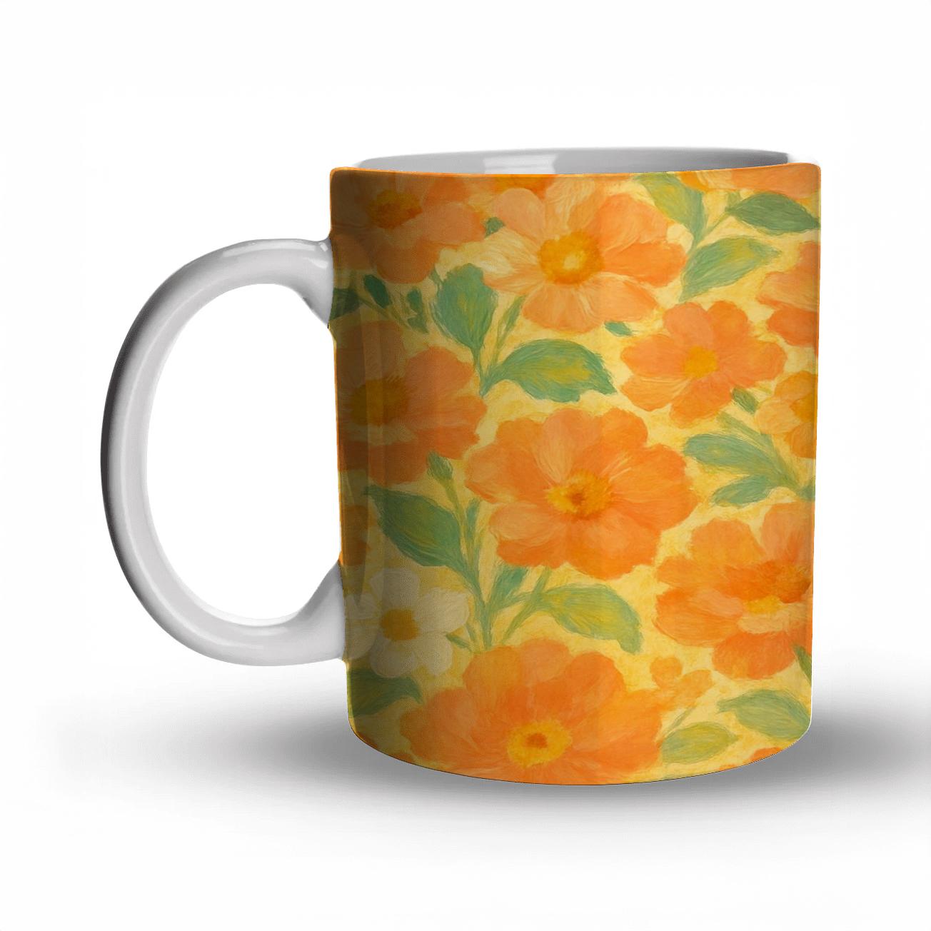 Sunlit Coral Blooms custom printed mugs