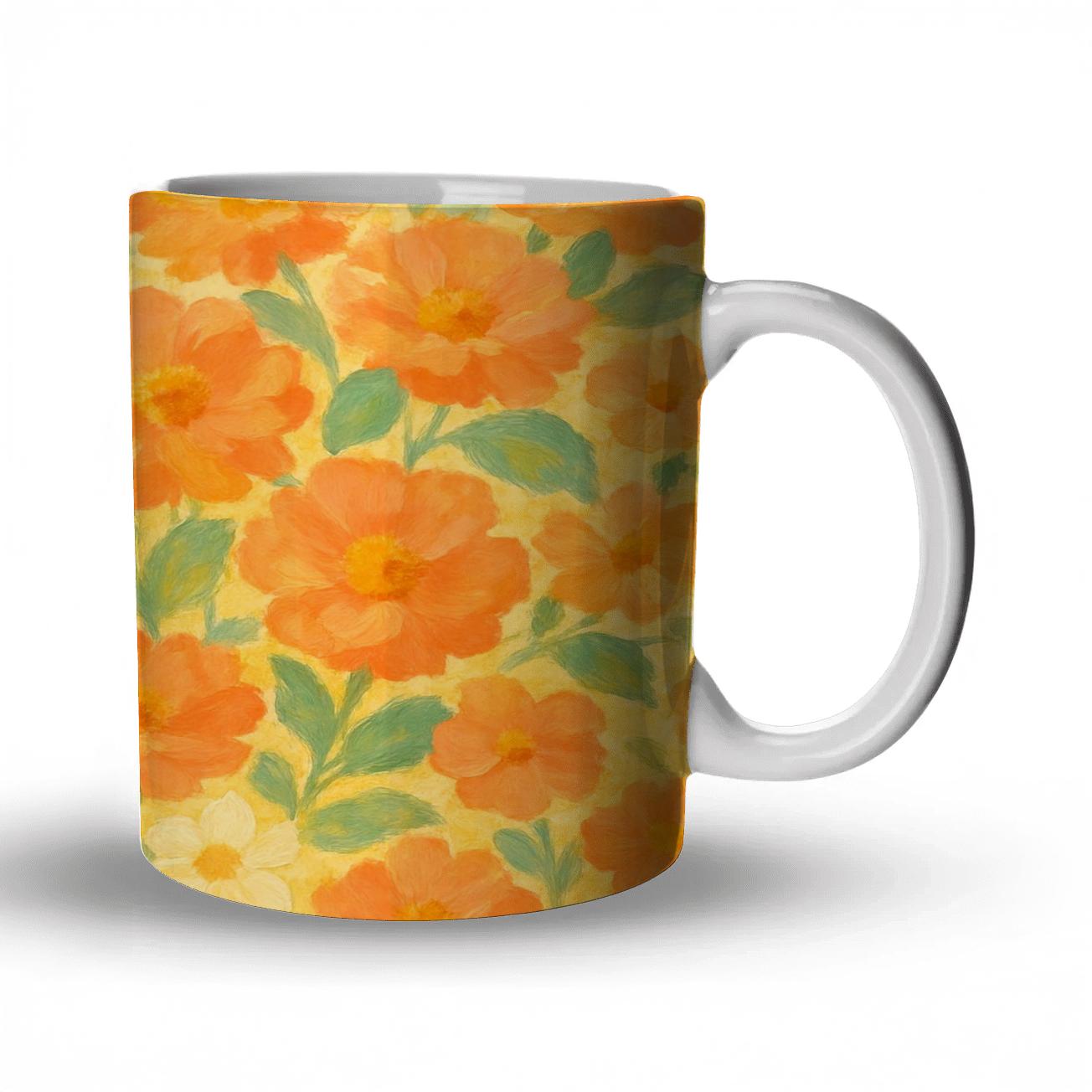 Sunlit Coral Blooms custom printed mugs