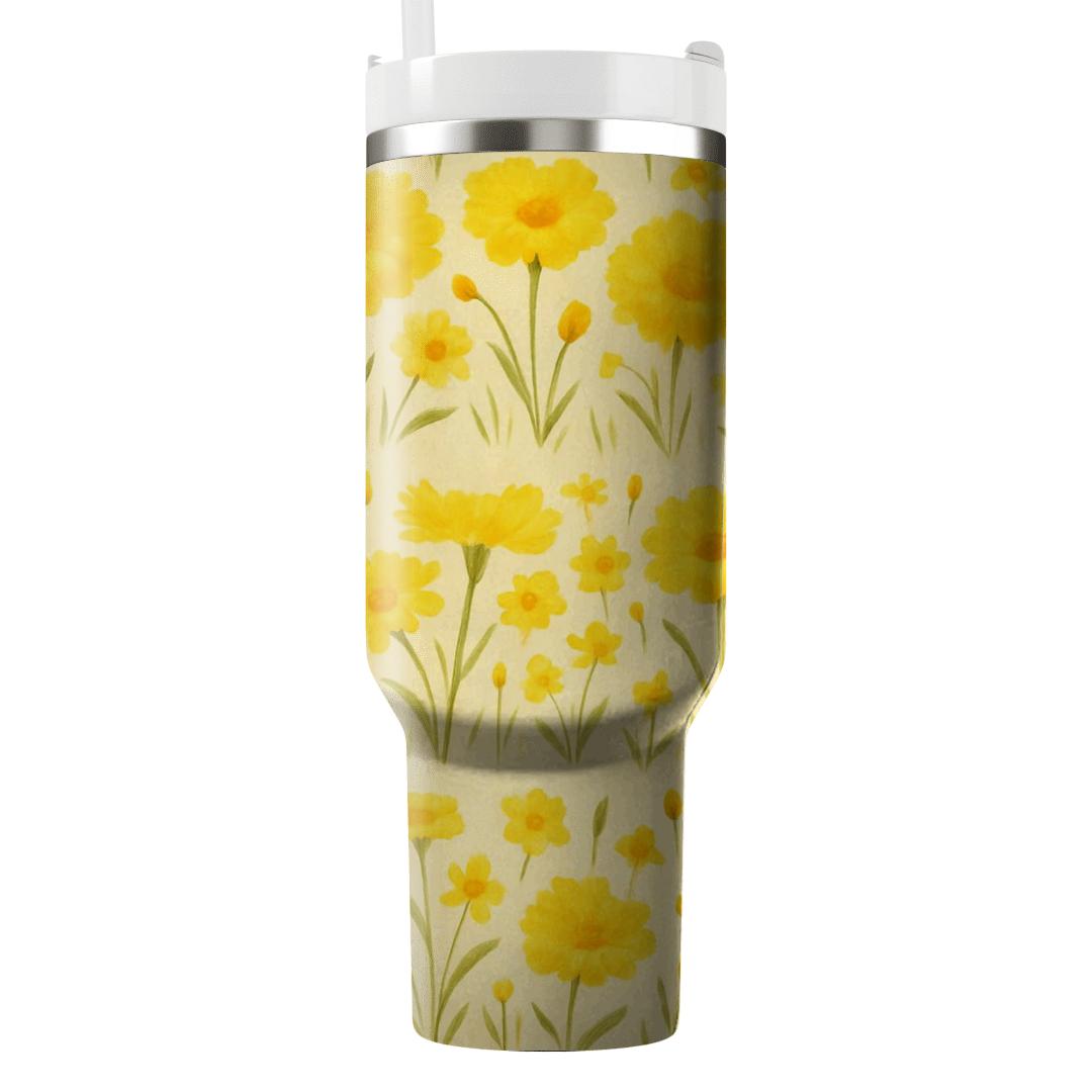 Sunlit Canary Meadow travel tumblers
