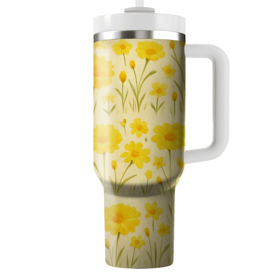Sunlit Canary Meadow travel tumblers