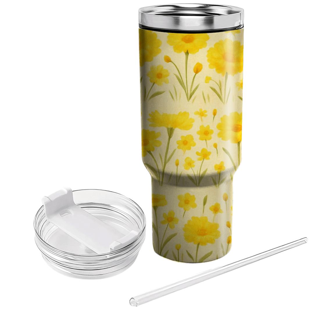 Sunlit Canary Meadow travel tumblers