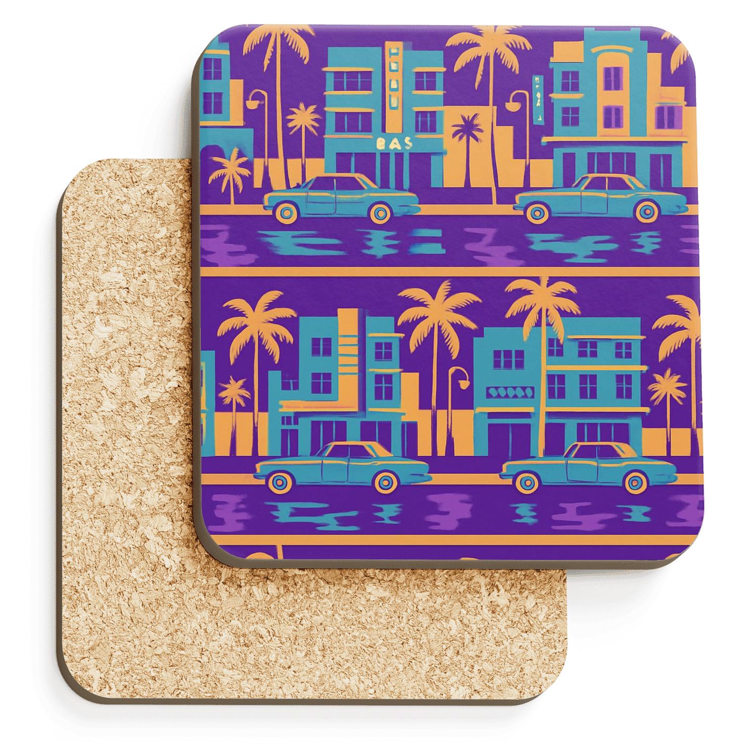 Chromatic Miami Boulevard personalized drink coasters