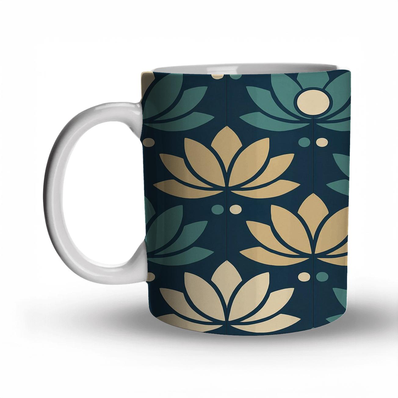 Lunar Lotus Grid personalized mugs