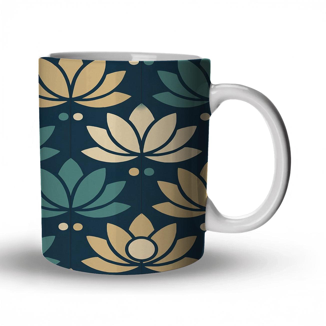 Lunar Lotus Grid personalized mugs