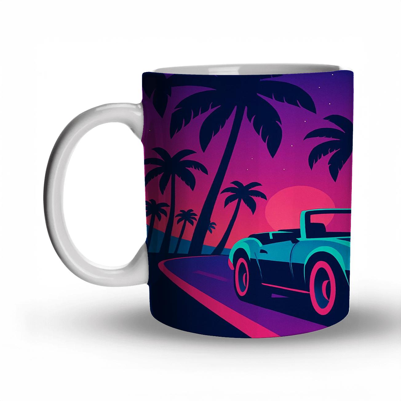 Electric Miami Drive travel mugs with handles
