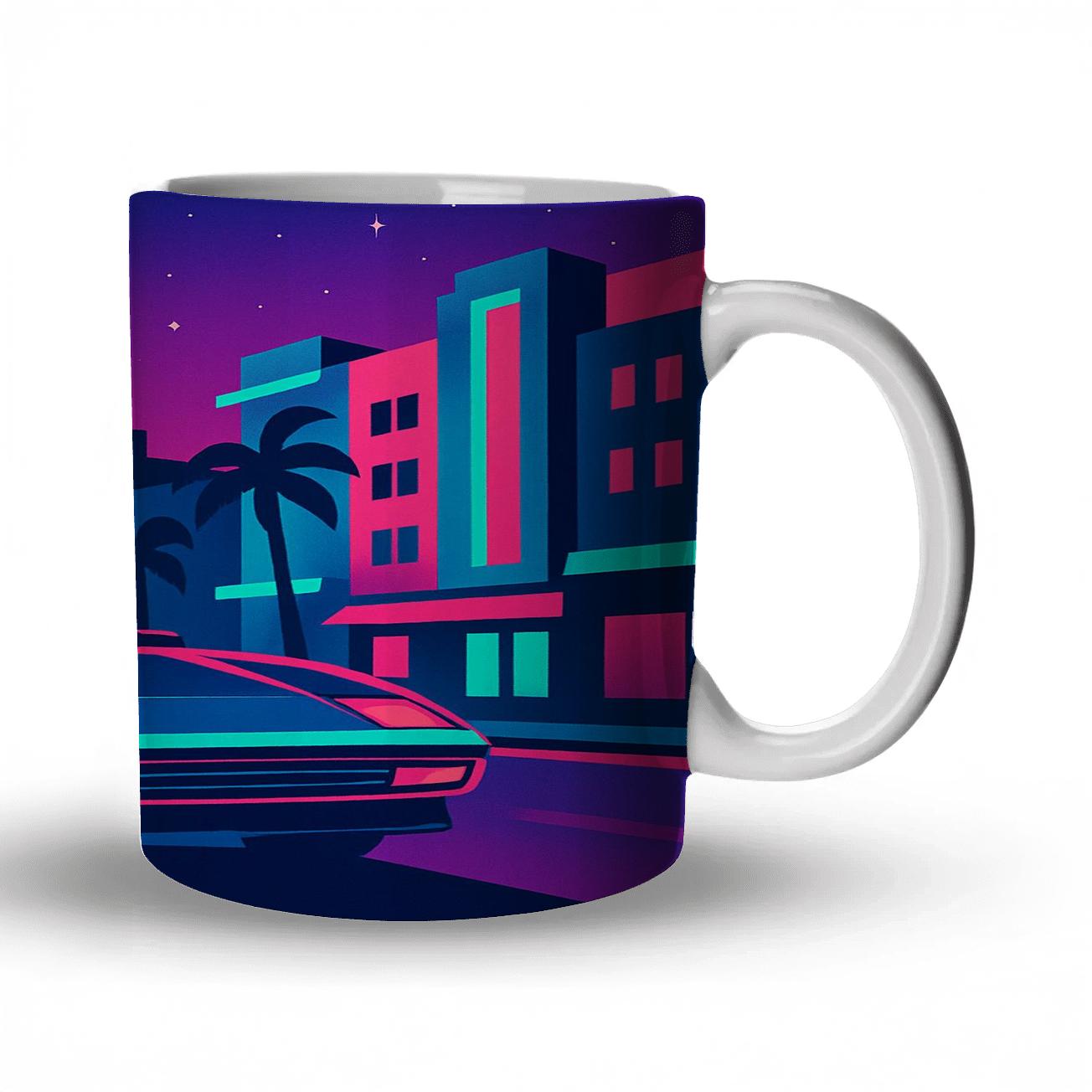 Electric Miami Drive travel mugs with handles