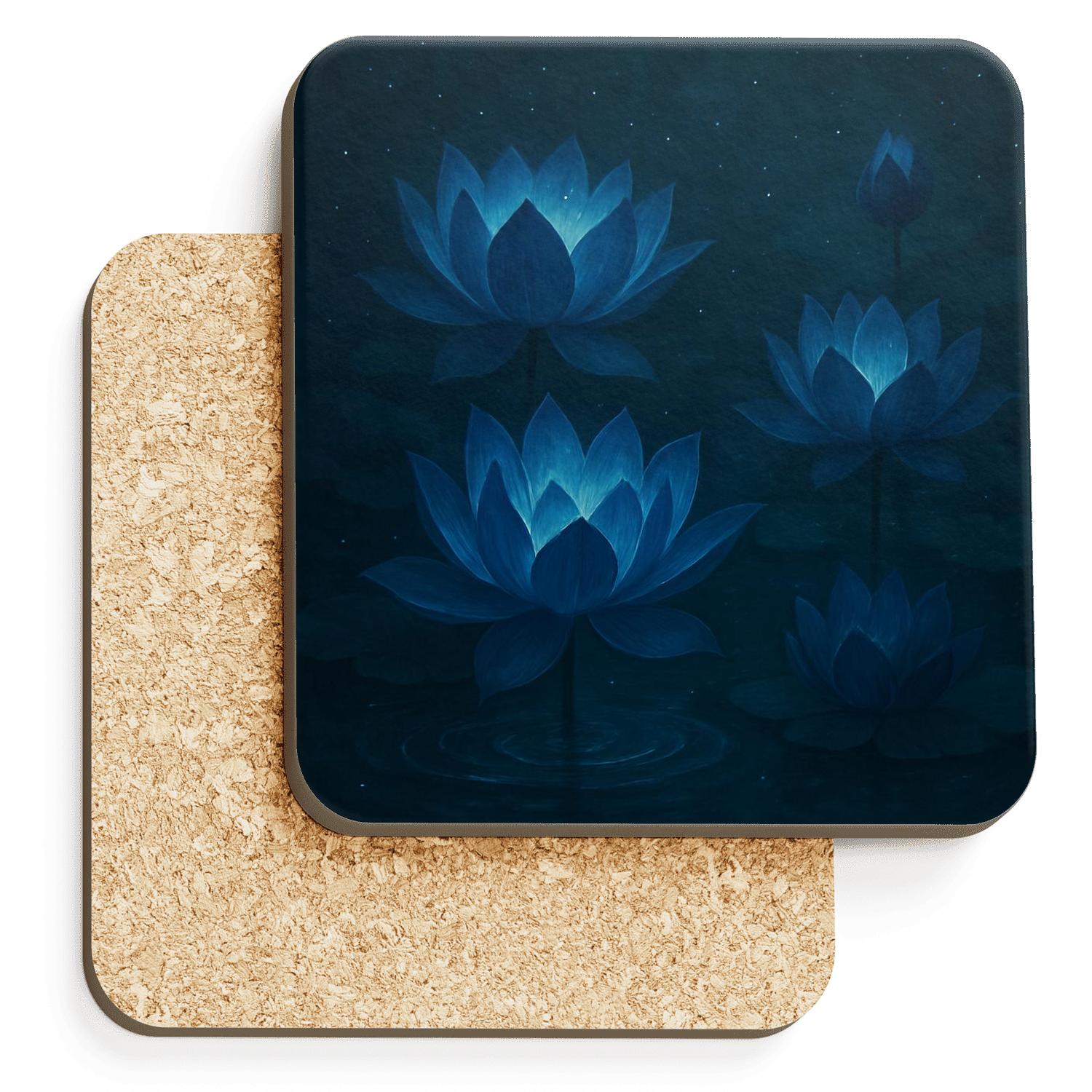 Midnight Lotus Dream elegant tabletop coasters