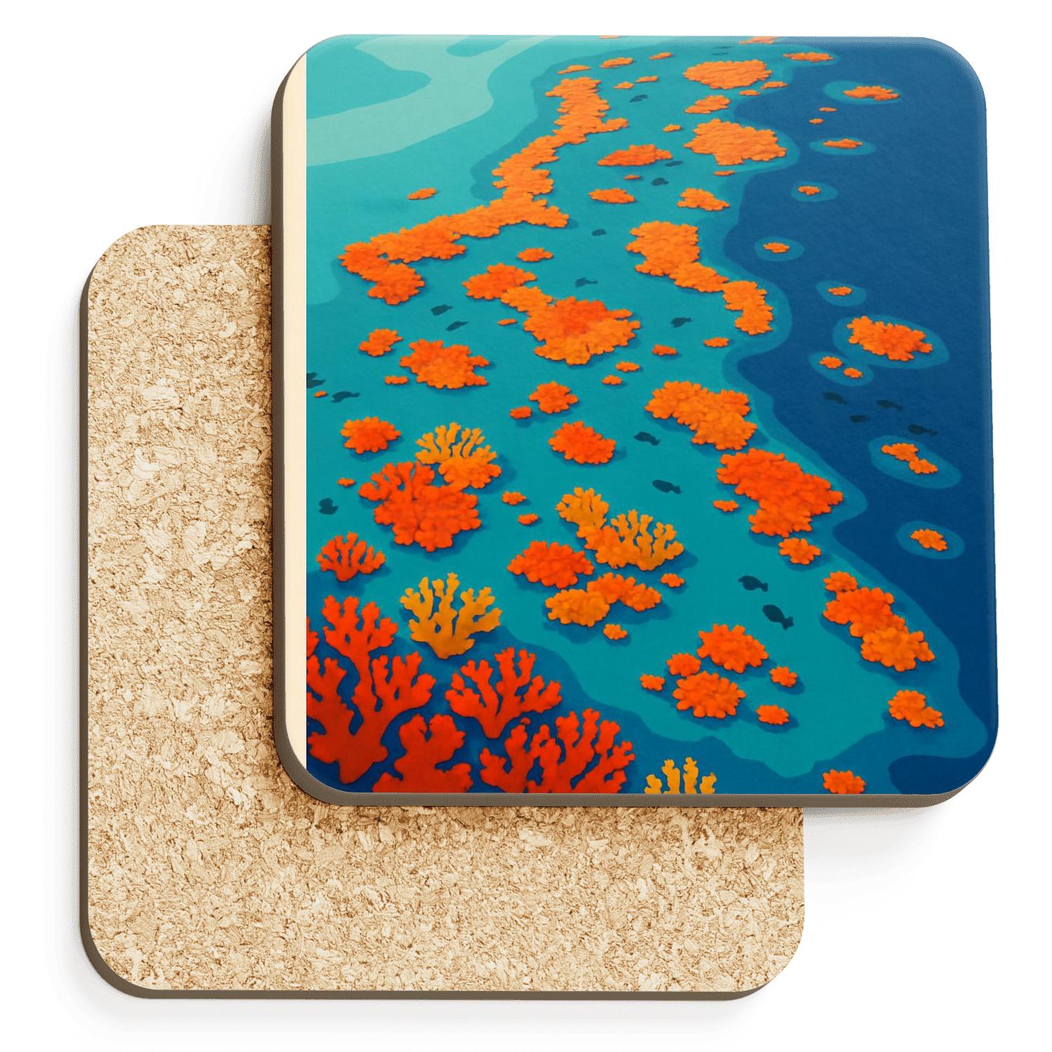 The Great Barrier Reef Australia wooden table coasters