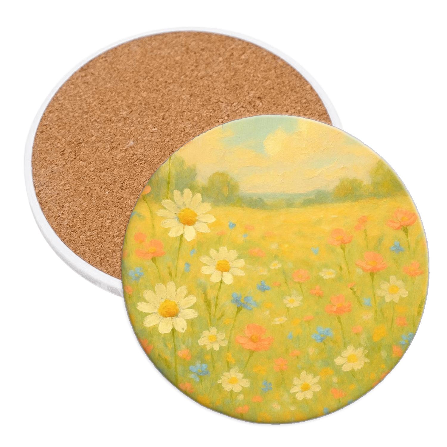 Sunlit Meadow Patch absorbent drink coasters