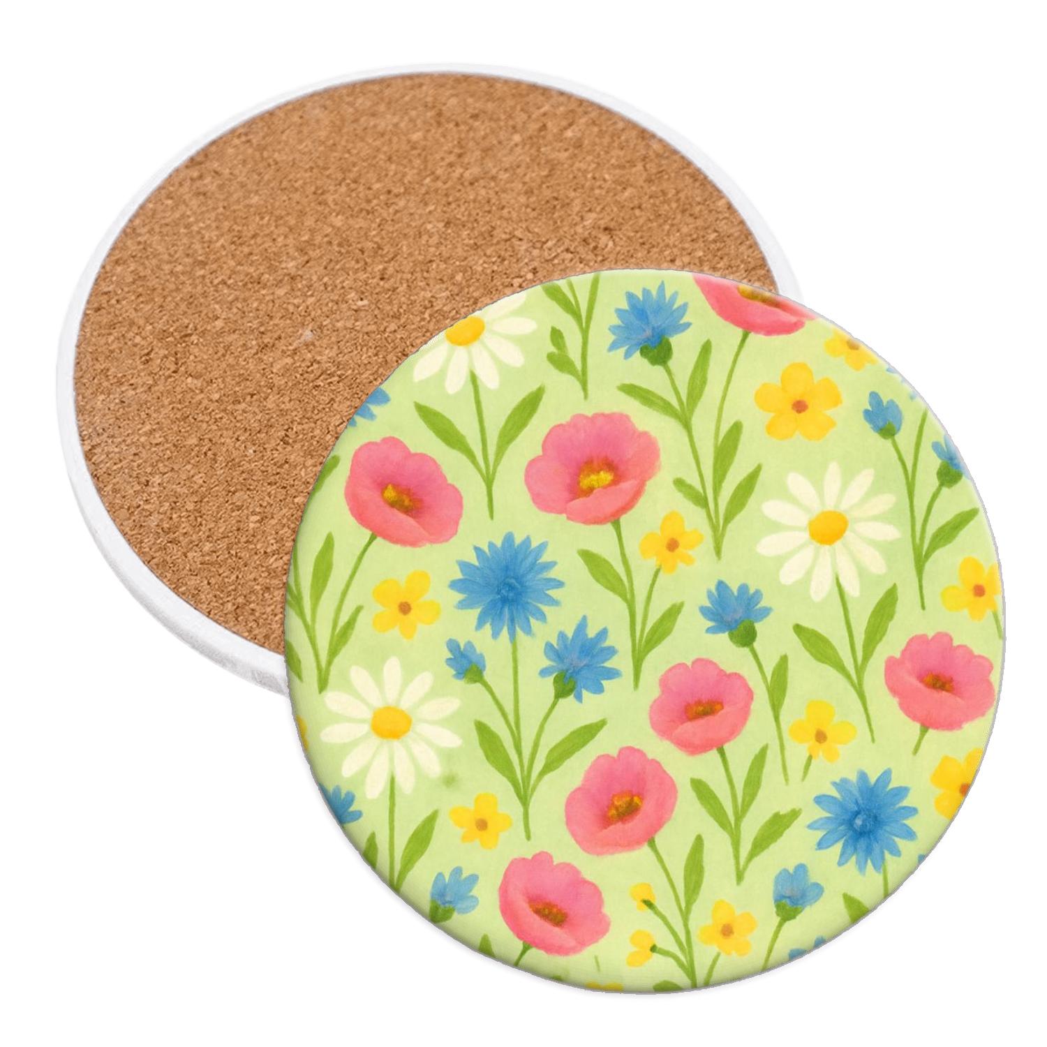 Whimsical Wildflower Harmony cork coaster sets