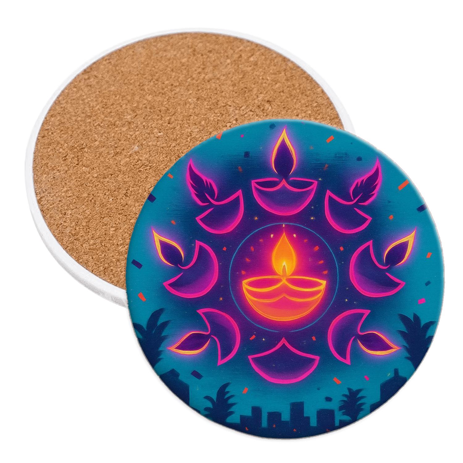 Neon Diya Carnival stone coaster collections