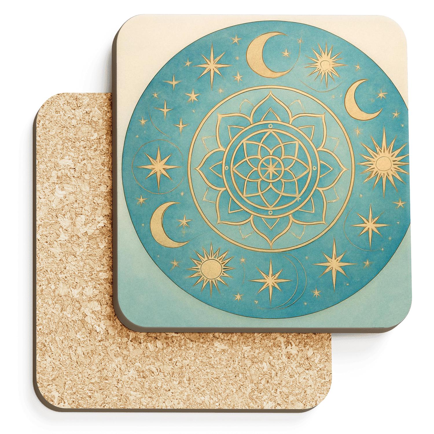 Celestial Harmony Circle cork coaster sets