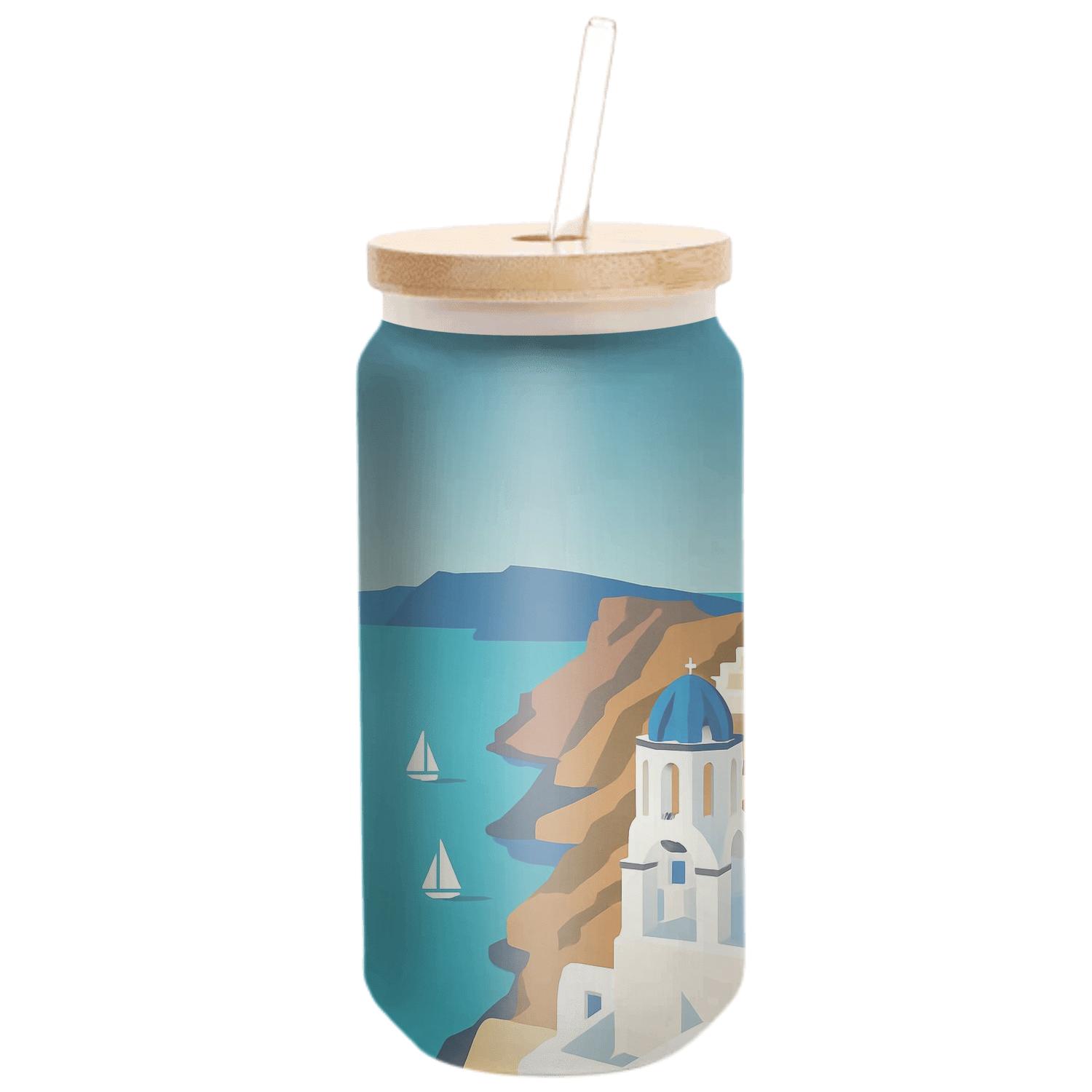 Santorini Caldera Coastline premium crystal drinkware
