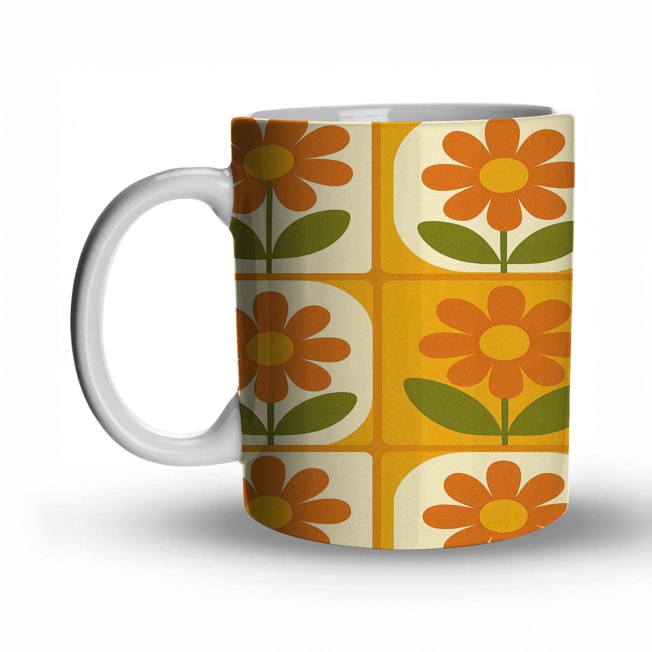 Mustard Meadow Florals insulated thermal mugs