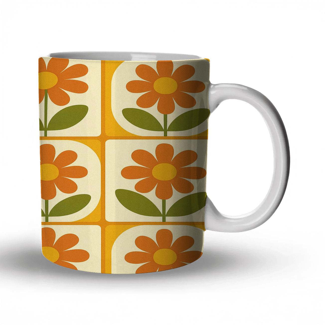 Mustard Meadow Florals insulated thermal mugs