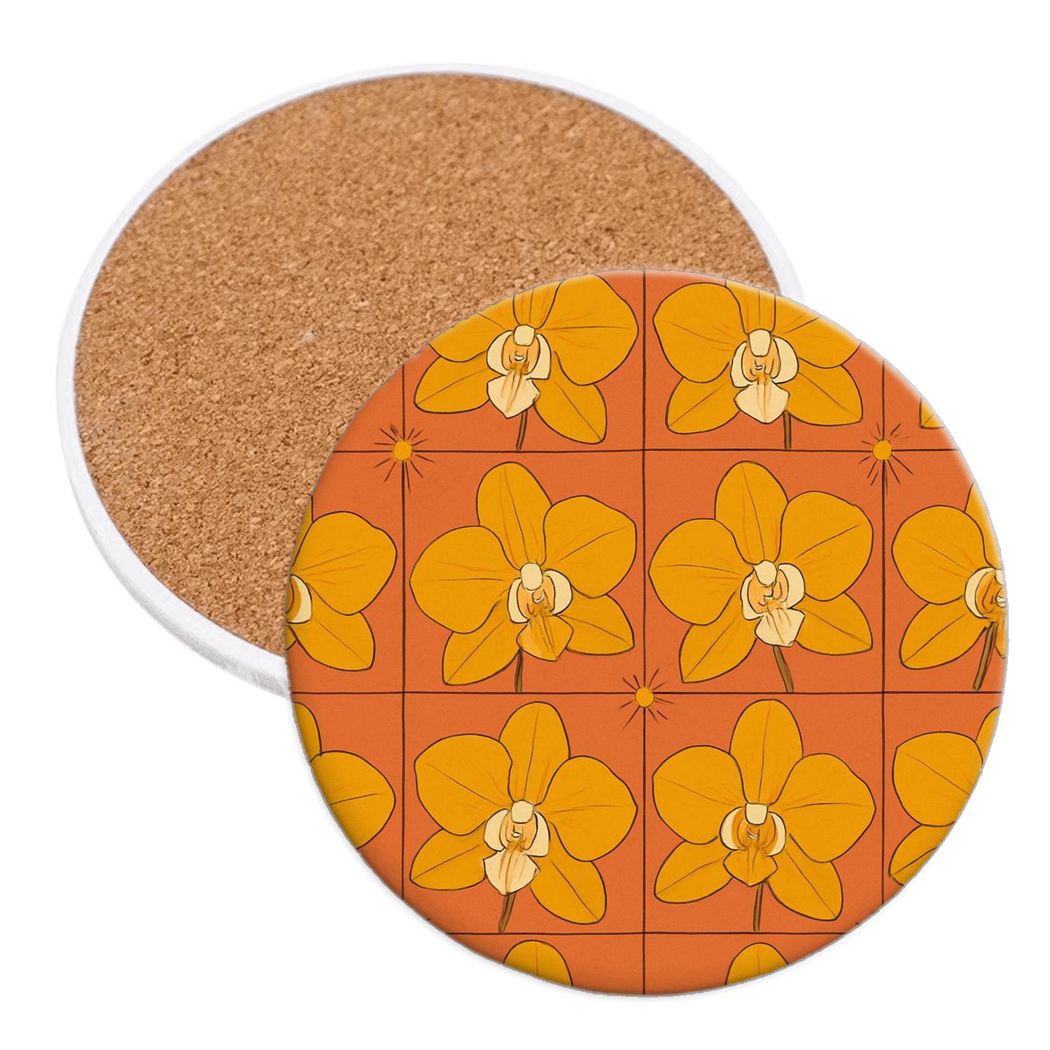 Solar Orchid Tiles custom engraved coasters