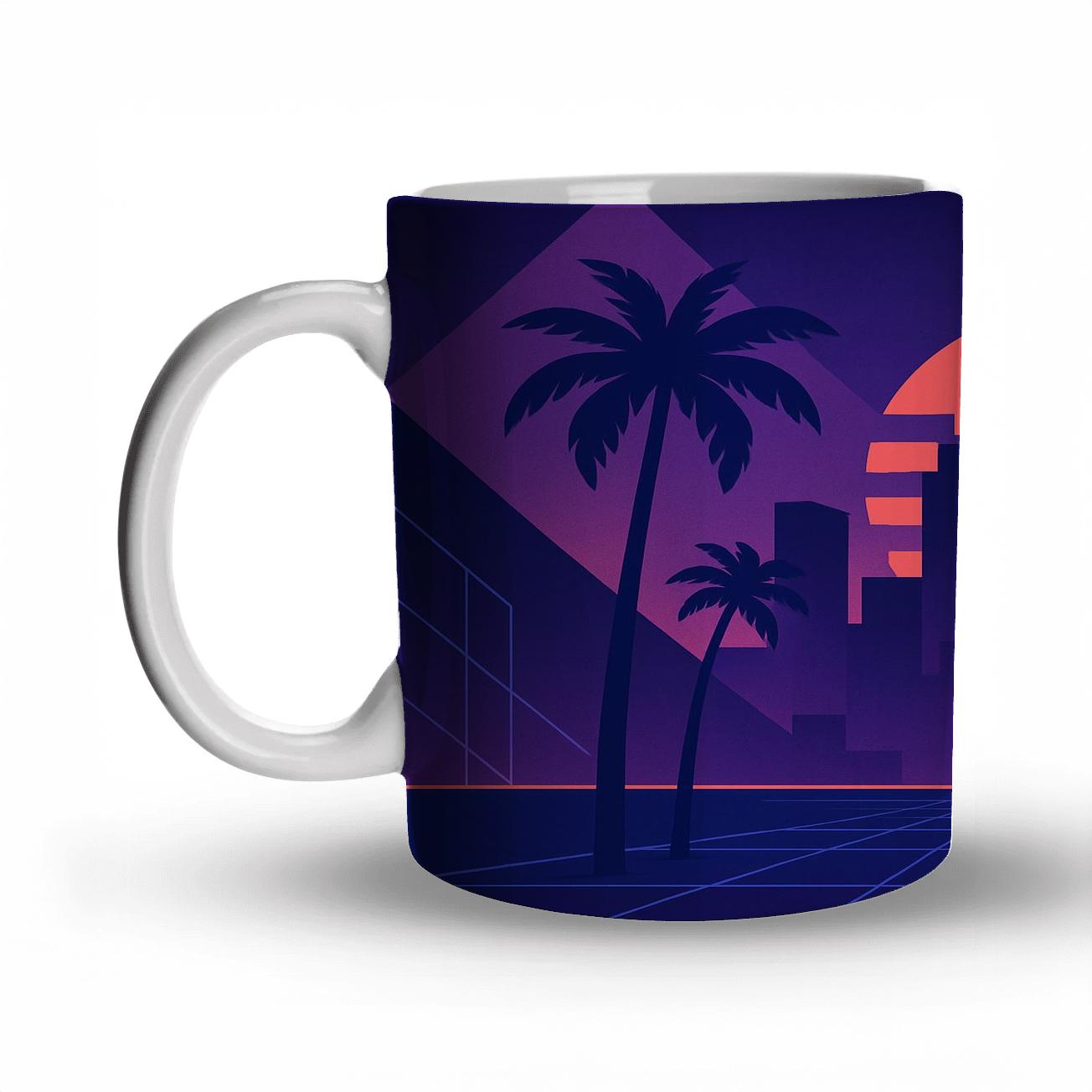 Miami Night Geometry insulated thermal mugs