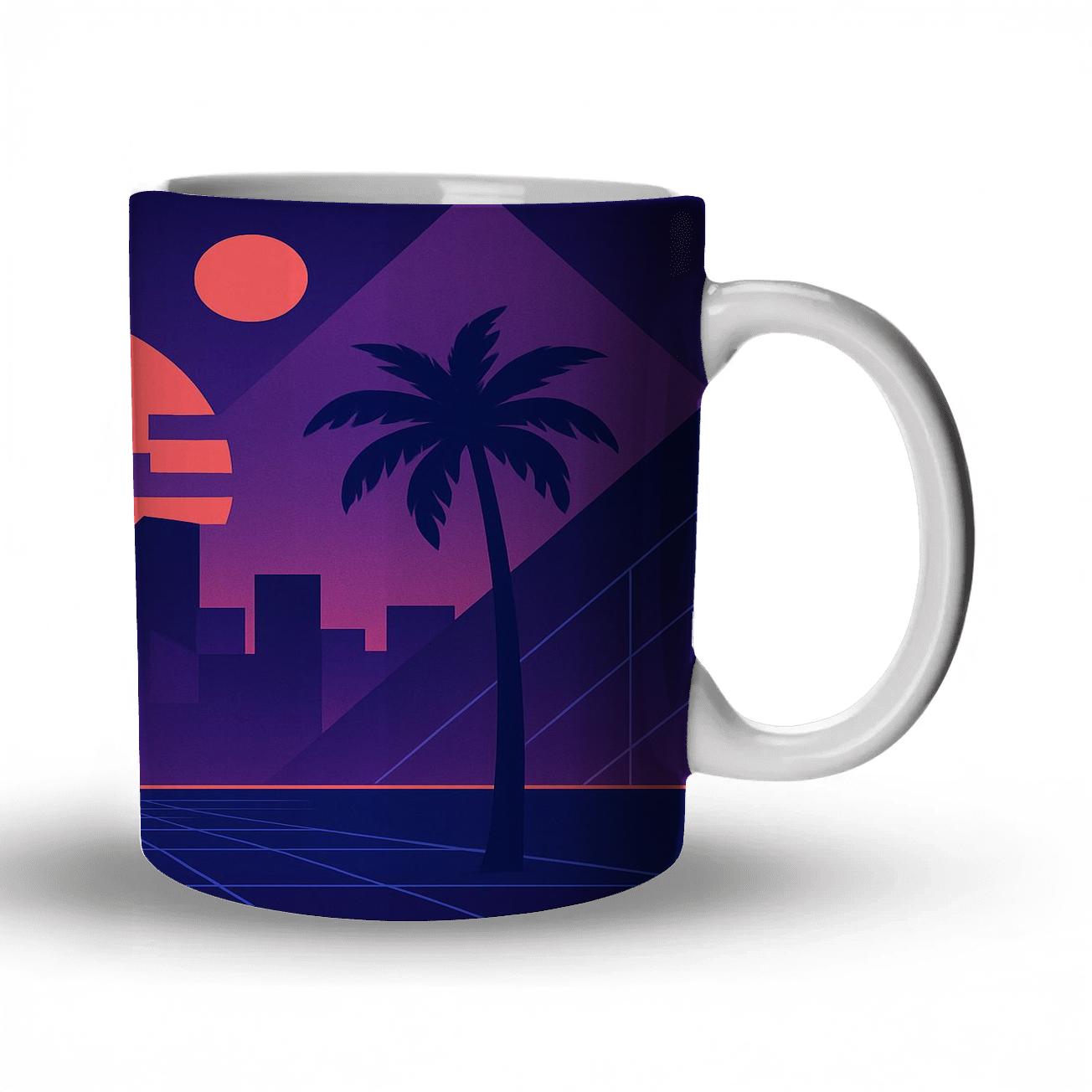 Miami Night Geometry insulated thermal mugs