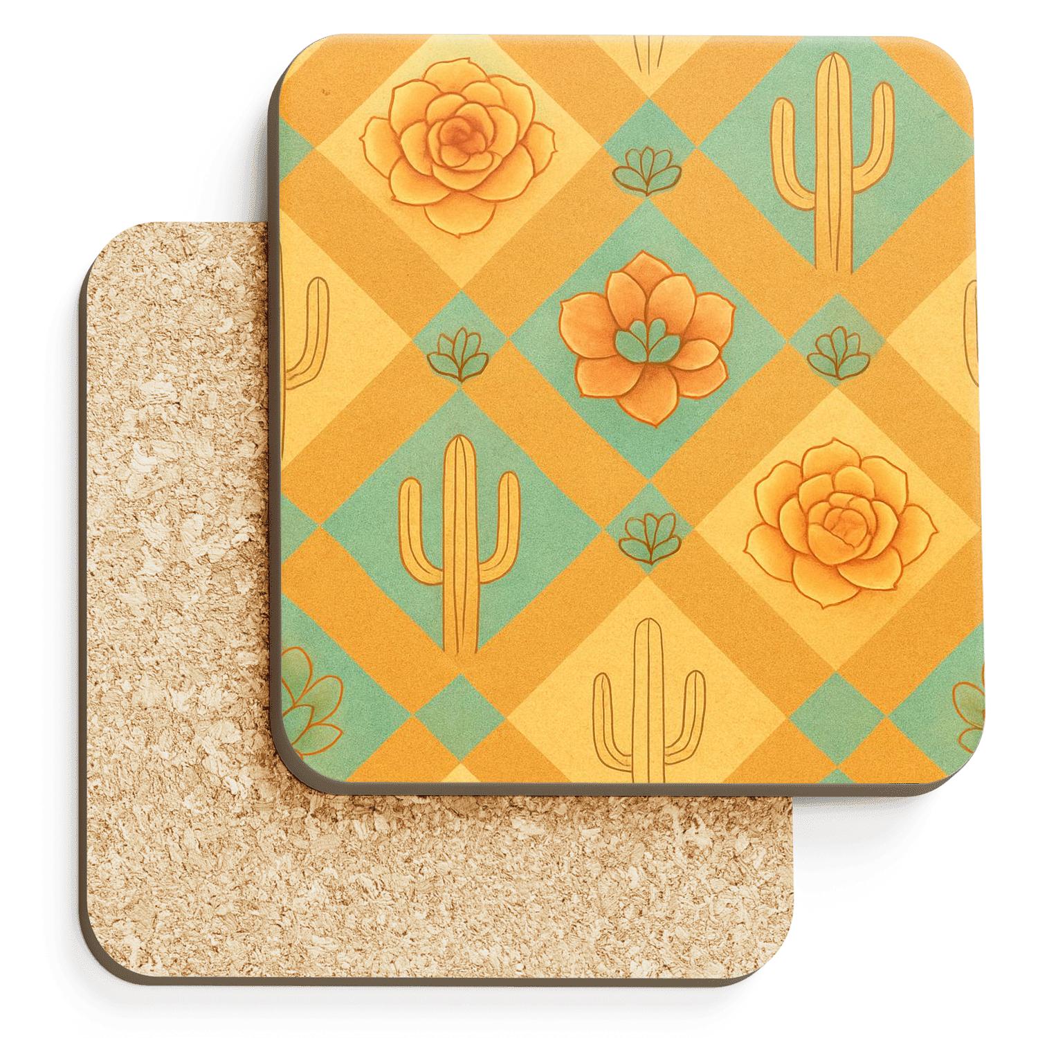 Desert Bloom Geometry personalized drink coasters