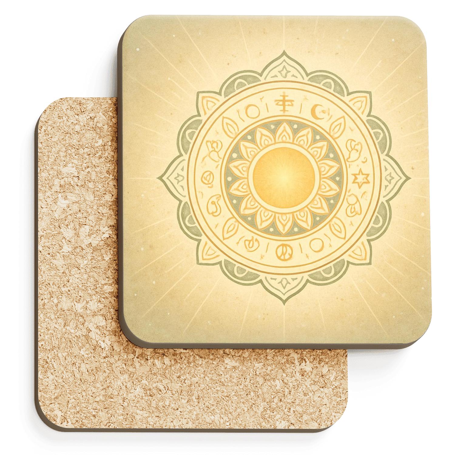 Golden Mandala Of New Dawn elegant tabletop coasters
