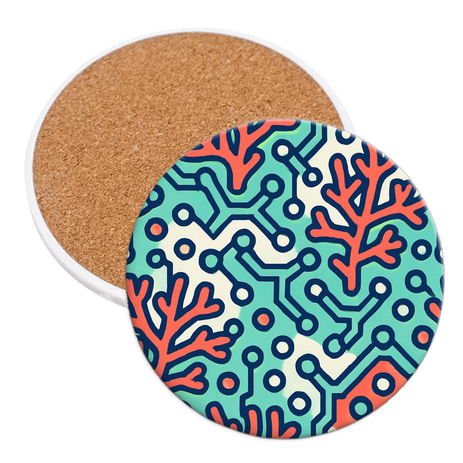 Coral Circuit Tiles absorbent drink coasters
