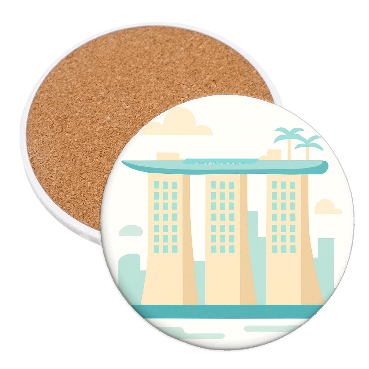 The Marina Bay Sands Singapore wooden table coasters