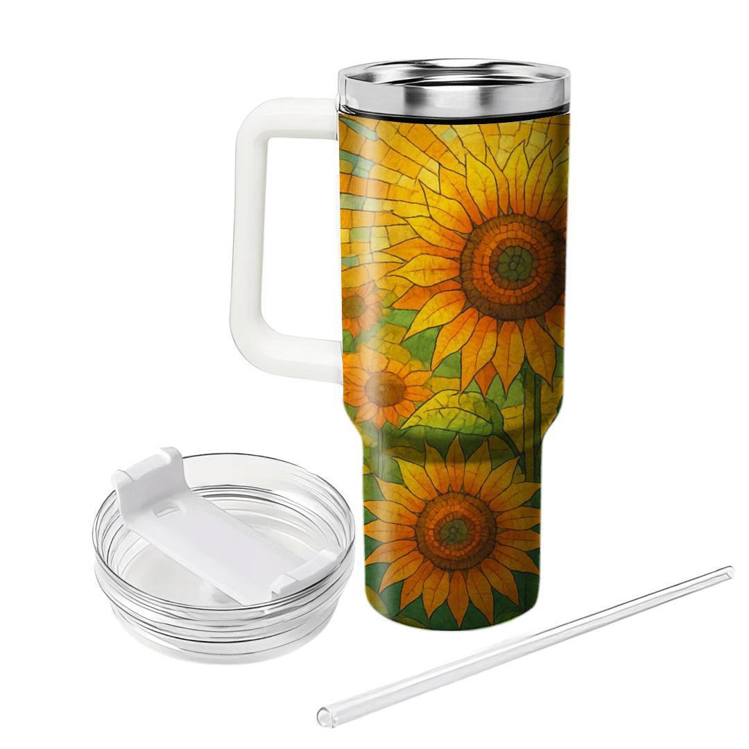 Golden Sunflower Mosaic decorative tumblers