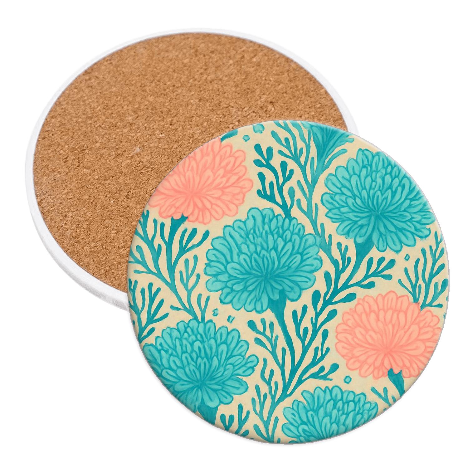 Oceanic Bloom Fusion decorative beverage coasters