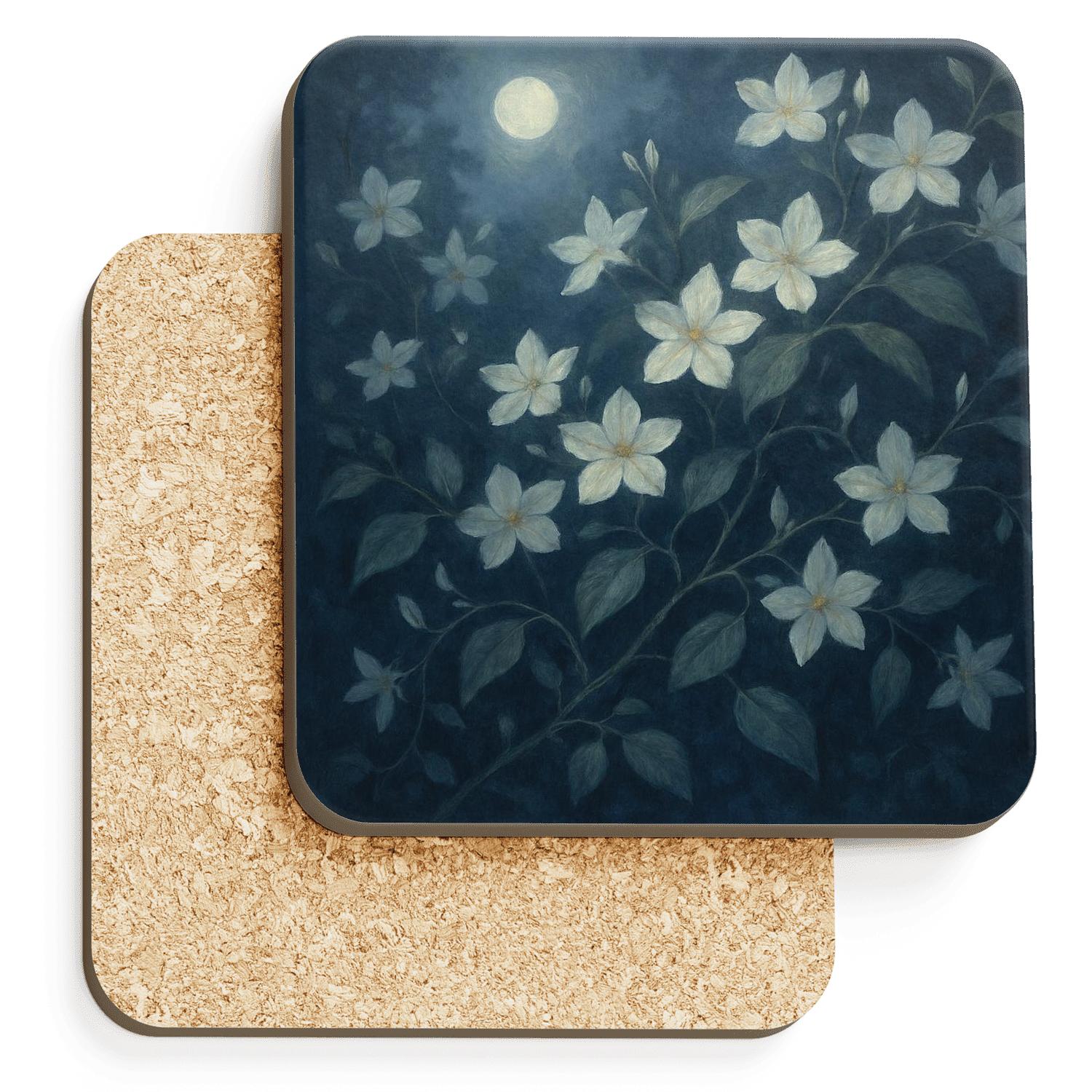 Mystical Moonlit Jasmine coasters for home decor