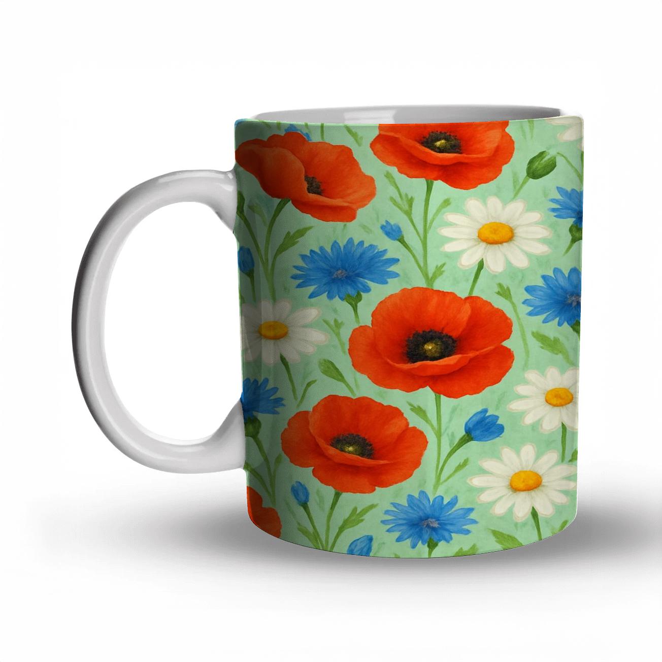 Wild Meadow Symphony travel mugs with handles