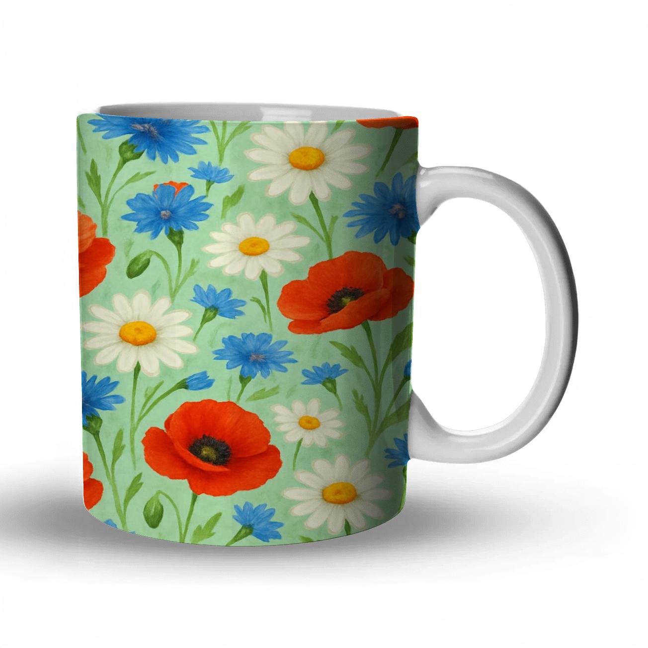 Wild Meadow Symphony travel mugs with handles