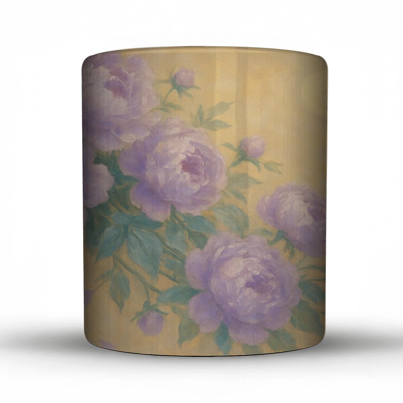 Moonlit Peony Cascade ceramic coffee mugs