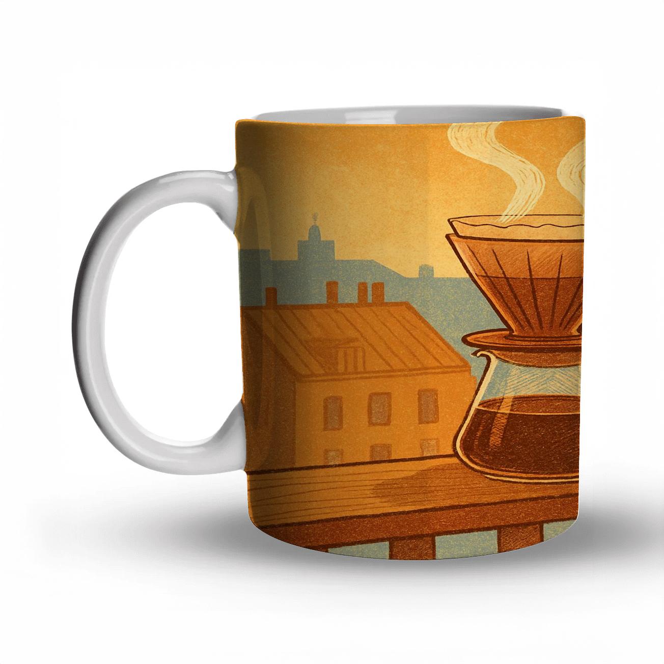 Sunrise Pour Over Almanac travel mugs with handles