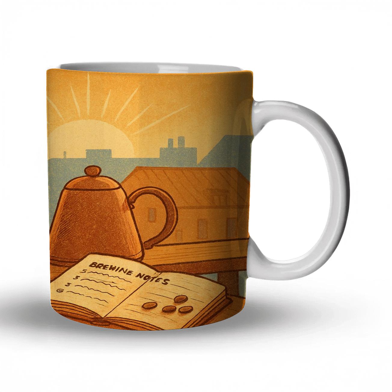 Sunrise Pour Over Almanac travel mugs with handles