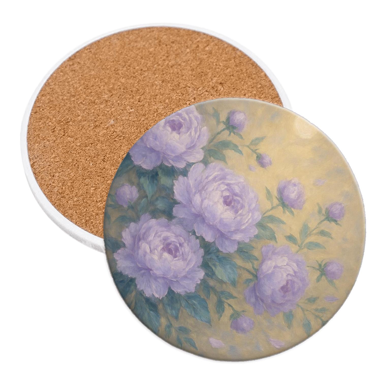 Moonlit Peony Cascade decorative beverage coasters