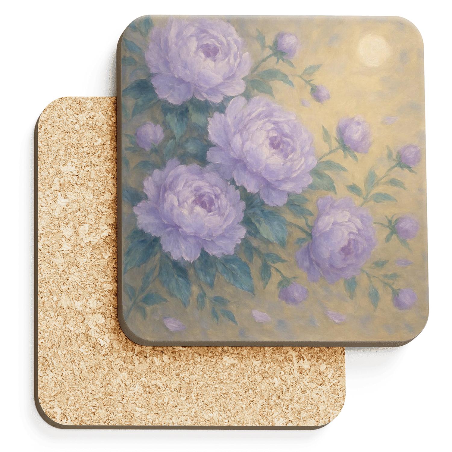 Moonlit Peony Cascade custom engraved coasters