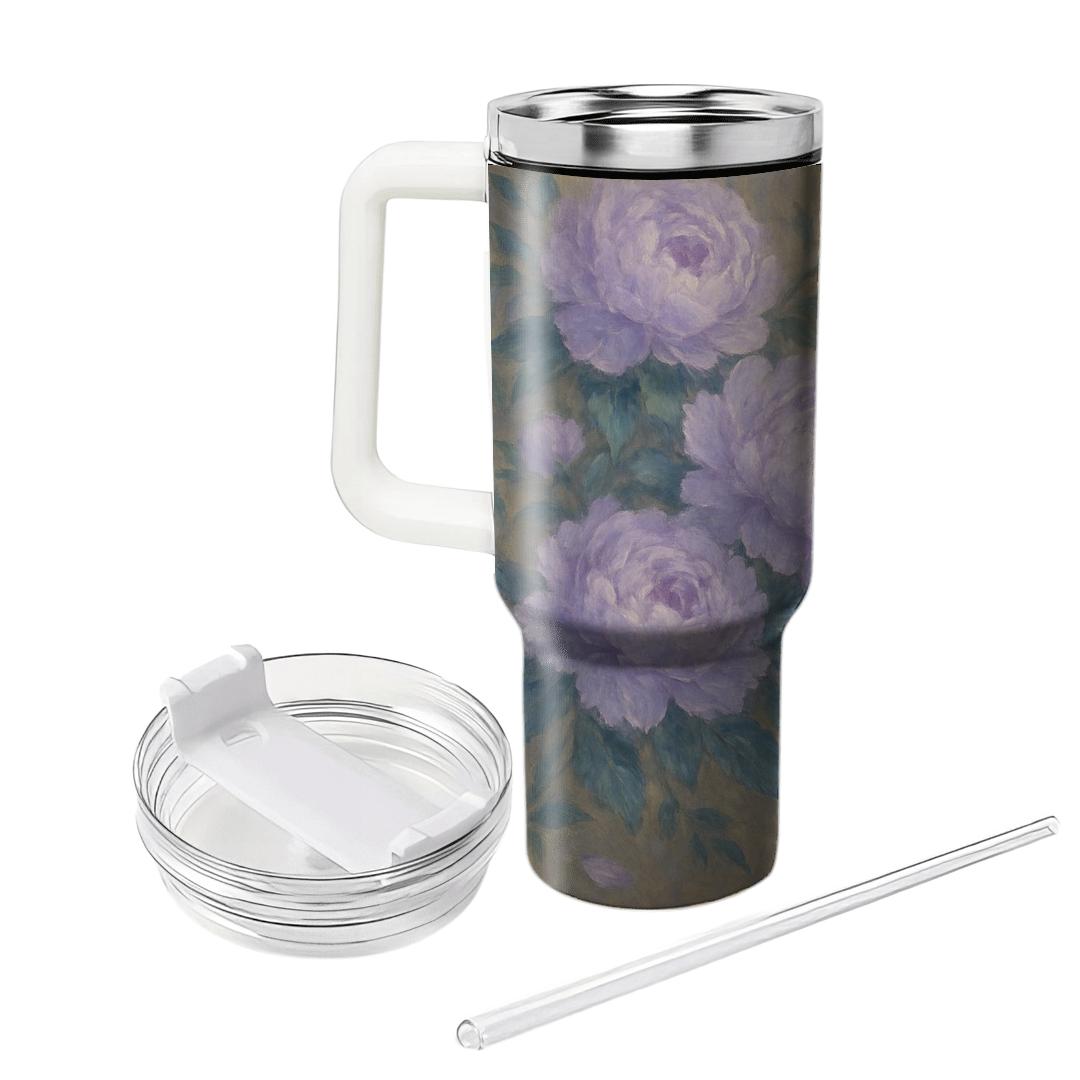 Moonlit Peony Cascade tumblers with lids