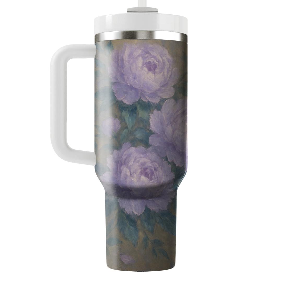 Moonlit Peony Cascade tumblers with lids