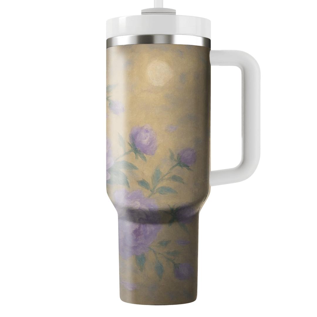 Moonlit Peony Cascade tumblers with lids