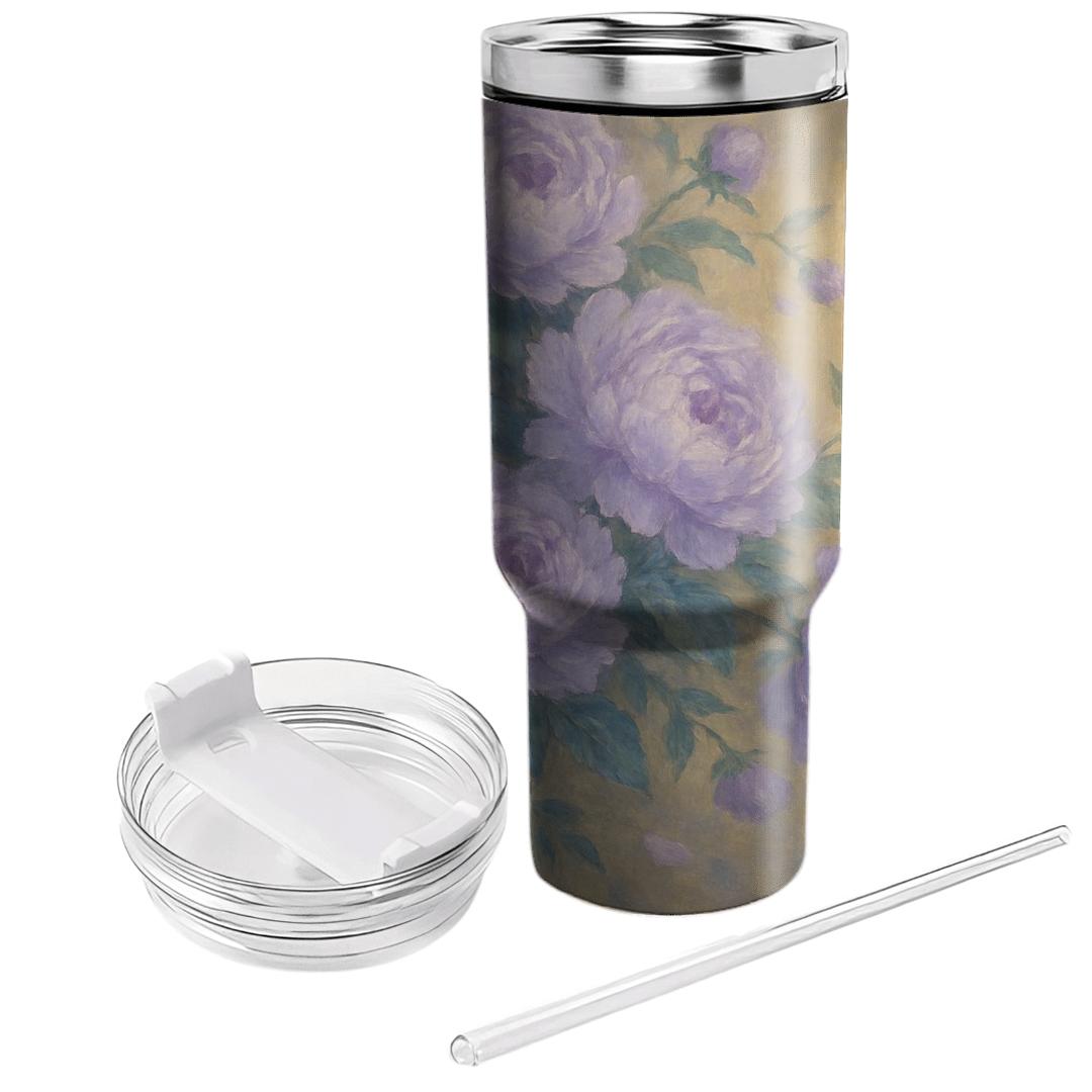 Moonlit Peony Cascade tumblers with lids