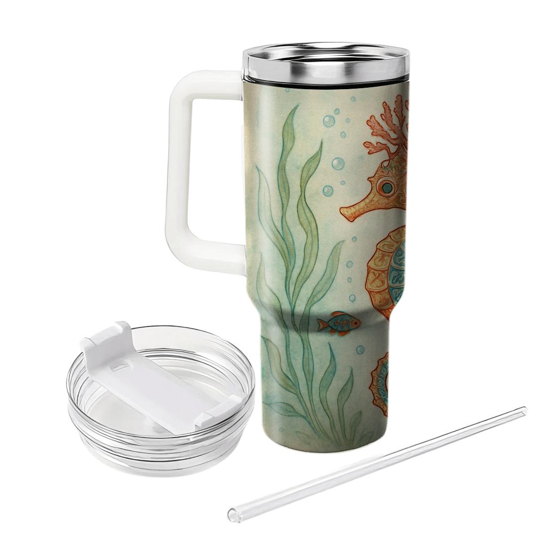 Regal Coral Reef Seahorse custom tumblers