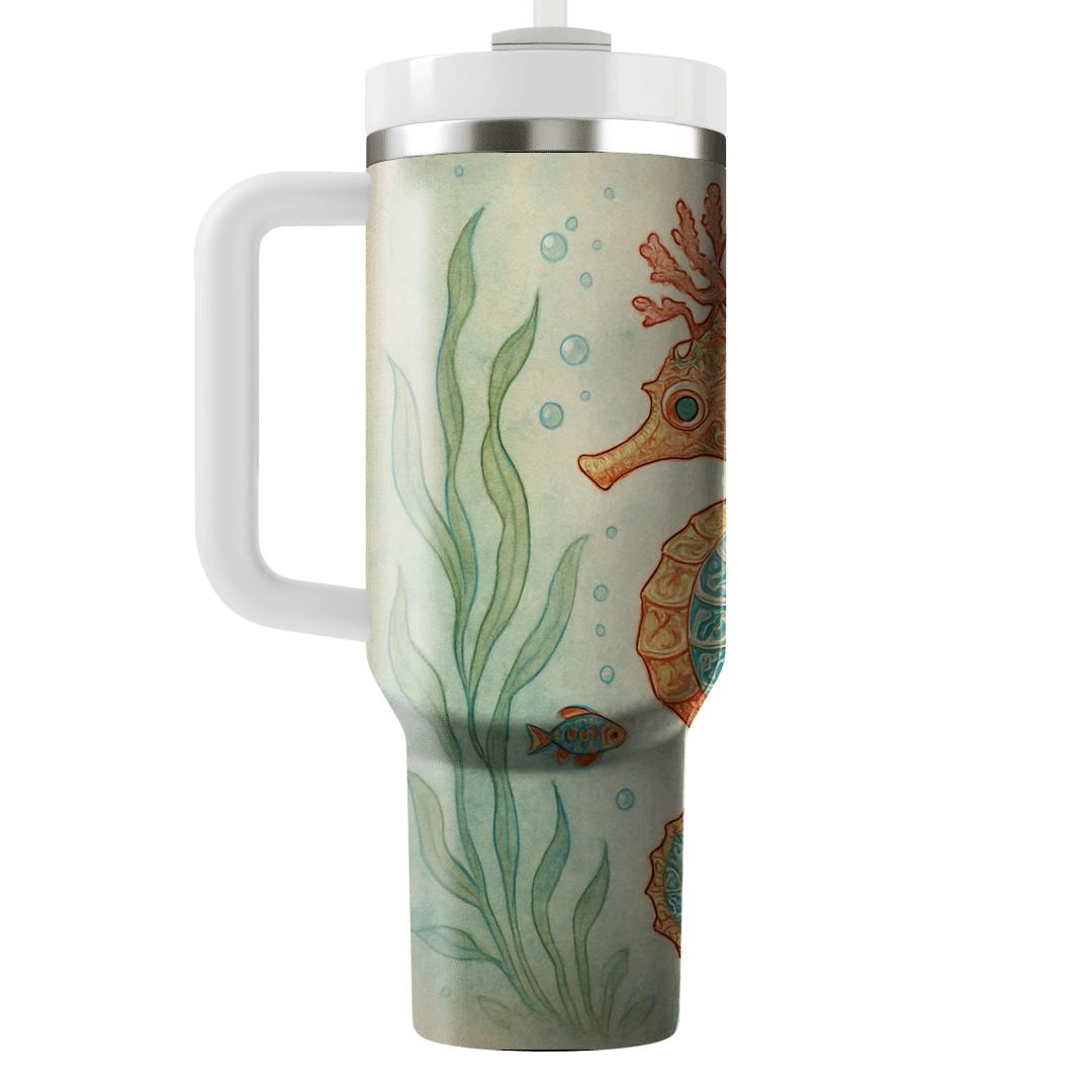 Regal Coral Reef Seahorse custom tumblers