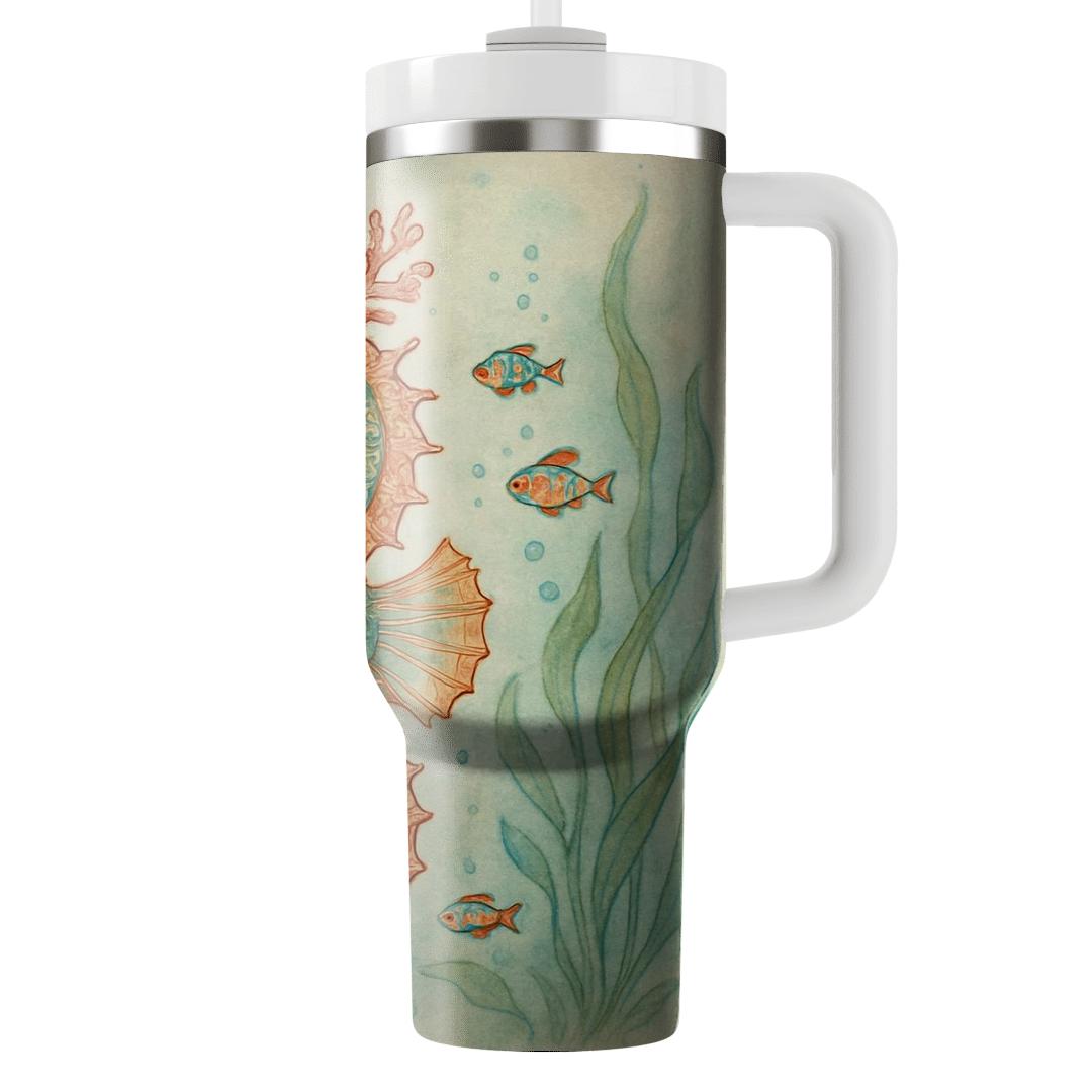 Regal Coral Reef Seahorse custom tumblers