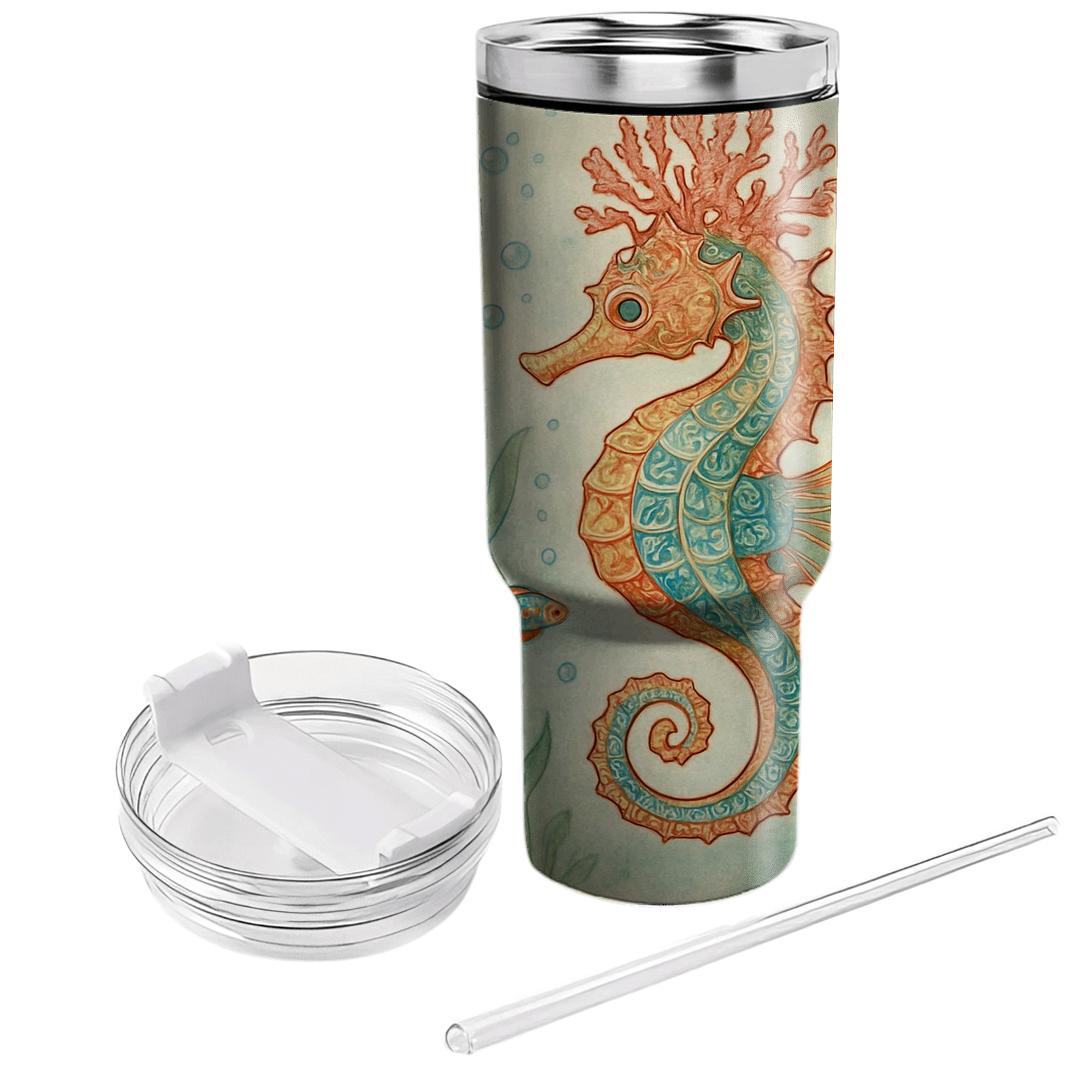Regal Coral Reef Seahorse custom tumblers